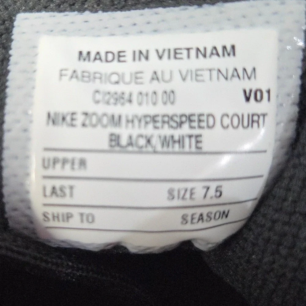 Nike Zoom Hyperspeed Court Women 9 Black White Volleyball Shoes‎ Men 7.5 New Box